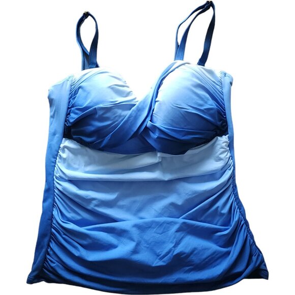 Bleu Rod Beattie Other - Bleu Rod Beattie Twist Bandeu Tankini top, blue white ombre